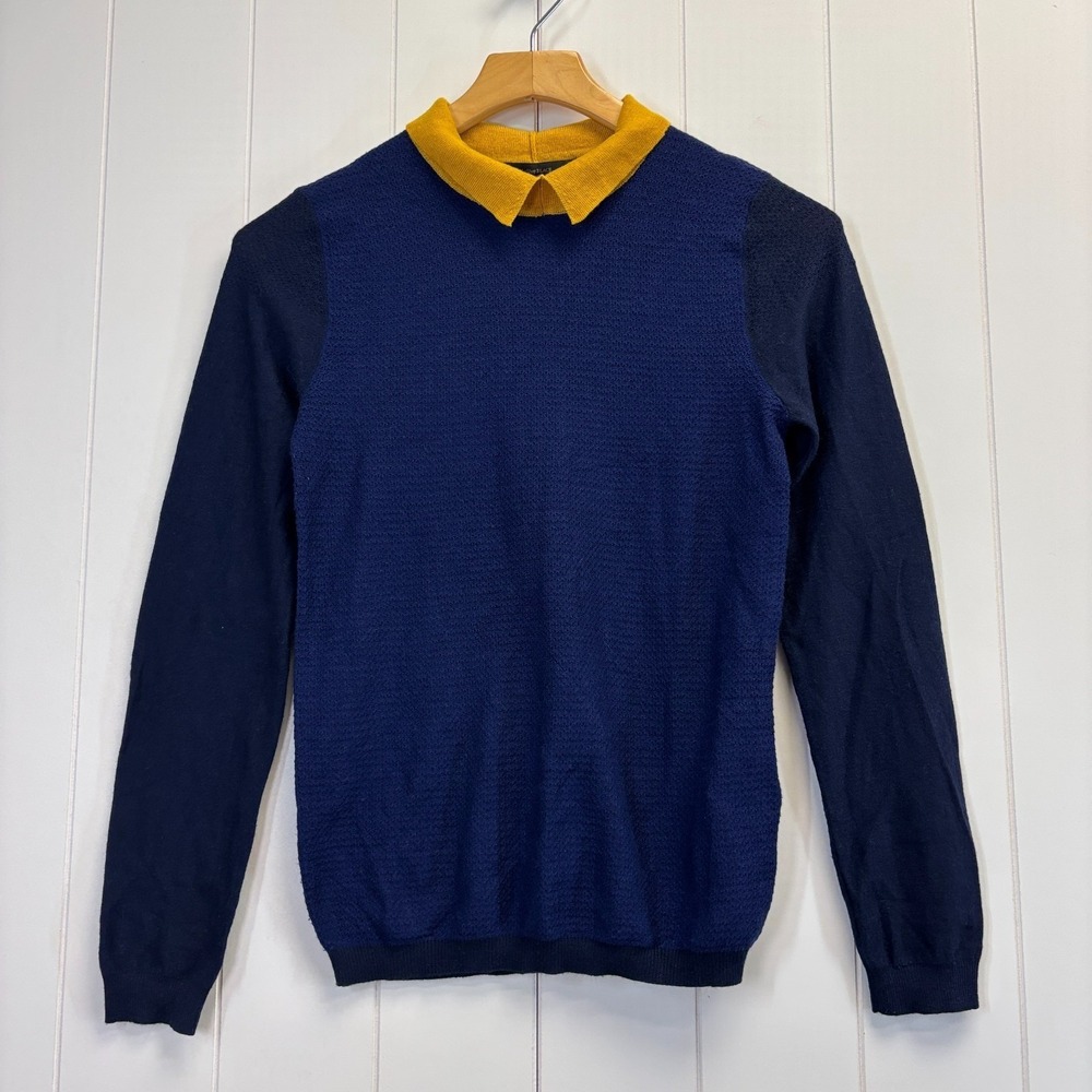 LeShop Preppy Colorblock Sweater Womens Size S Twee Dark Academia Classic Smart